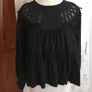 Zara, Black, embroidery details, long, sheer sleeves